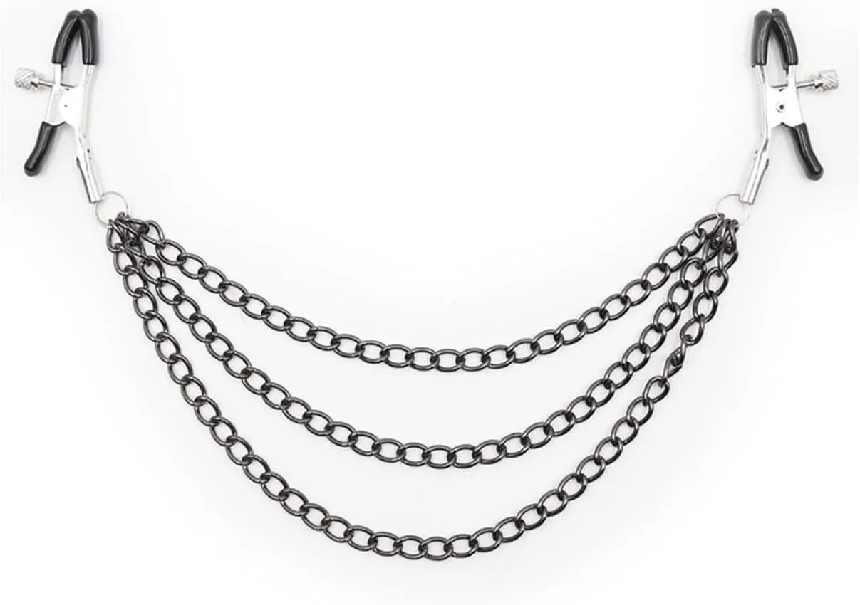Body Clamps with Chain Necklace Adjustable Pressure Body Chains Necklace Stainless Steel Body Clips Non Piercing Faux Body Jewelry