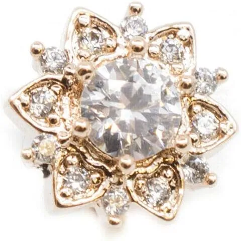 BodyJewelryOnline Flat Back Studs for Labret, Monroe, Ear Cartilage with Paved CZ Flower and Round CZ Center Internally Threaded 16g
