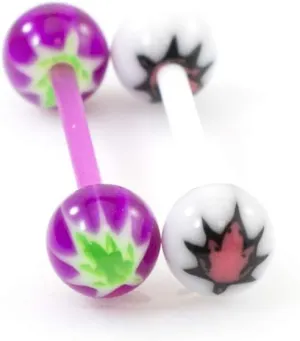 BodyJewelryOnline Pair of Tongue Barbell with Pot leaf Design 14G