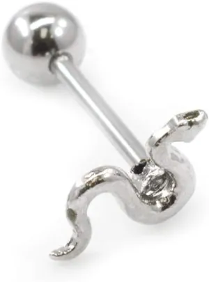 BodyJewelryOnline Tongue Ring with Snake Design on the Top 14G Made of Surgical Steel