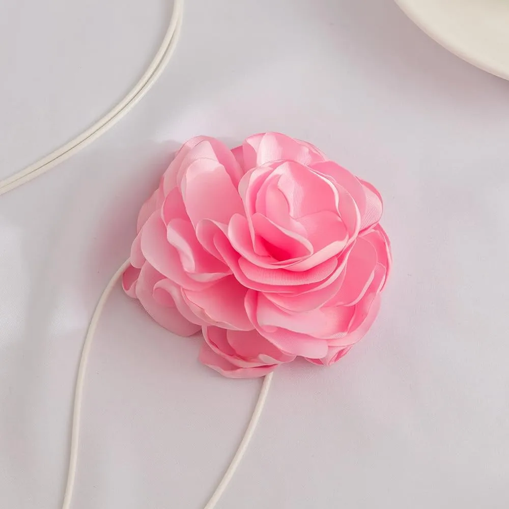 Bohemian Floral Wax Thread Tassel Necklace Vintage Rose Flower Choker Necklace Artificial Flower Statement Necklace for Women