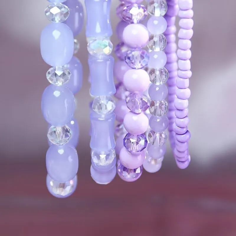 Bohemian Stackable Beaded Bracelets for Women Multilayer Colorful Crystal Bead Stretch Bracelet Friendship Jewelry Summer Beach