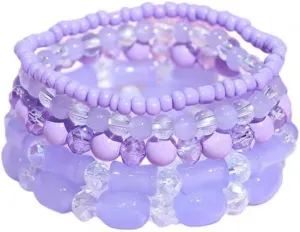 Bohemian Stackable Beaded Bracelets for Women Multilayer Colorful Crystal Bead Stretch Bracelet Friendship Jewelry Summer Beach
