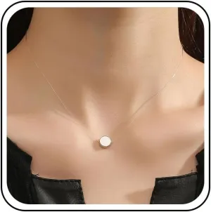 Boho Dot Tiny Necklace Choker Small Cute Disc Chain Necklace Vintage Round Coin Invisible Chain Necklace Choker Transparent Fishing Line Chain Necklace Jewelry for Women(Style A)