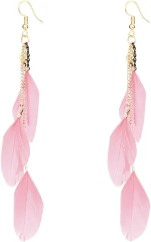 Boho Piercing Jewelry Tassel Feather Dangle Drop Long Chain Earrings Retro Lightweight Earrings for Women