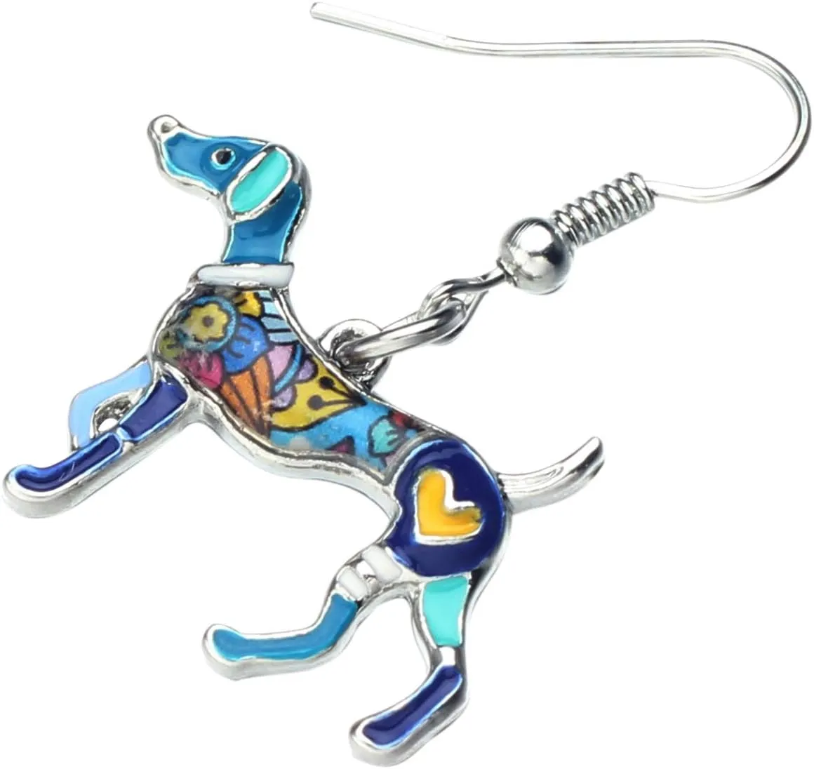 BONSNY Enamel Alloy Colorful Whippet Dog Pets Earrings for Women Jewelry Novelty Funny Charms
