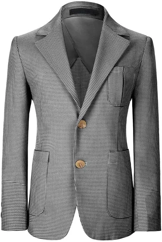 Boy Suit Plaid Blazer 2 Button Coat Stylish Cute Stretch Fabric Notched Lapel Formal Ring Bearer Wedding Homecoming