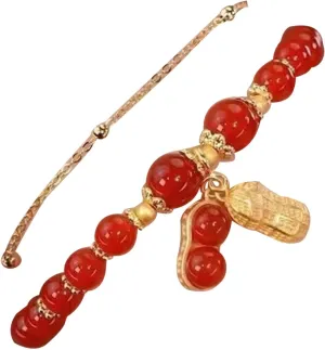 Bracelet Double Chain Jade Imitation Bracelet Retro Elegant Hand Jewelry Female Titanium Watches for Men (C, One Size)