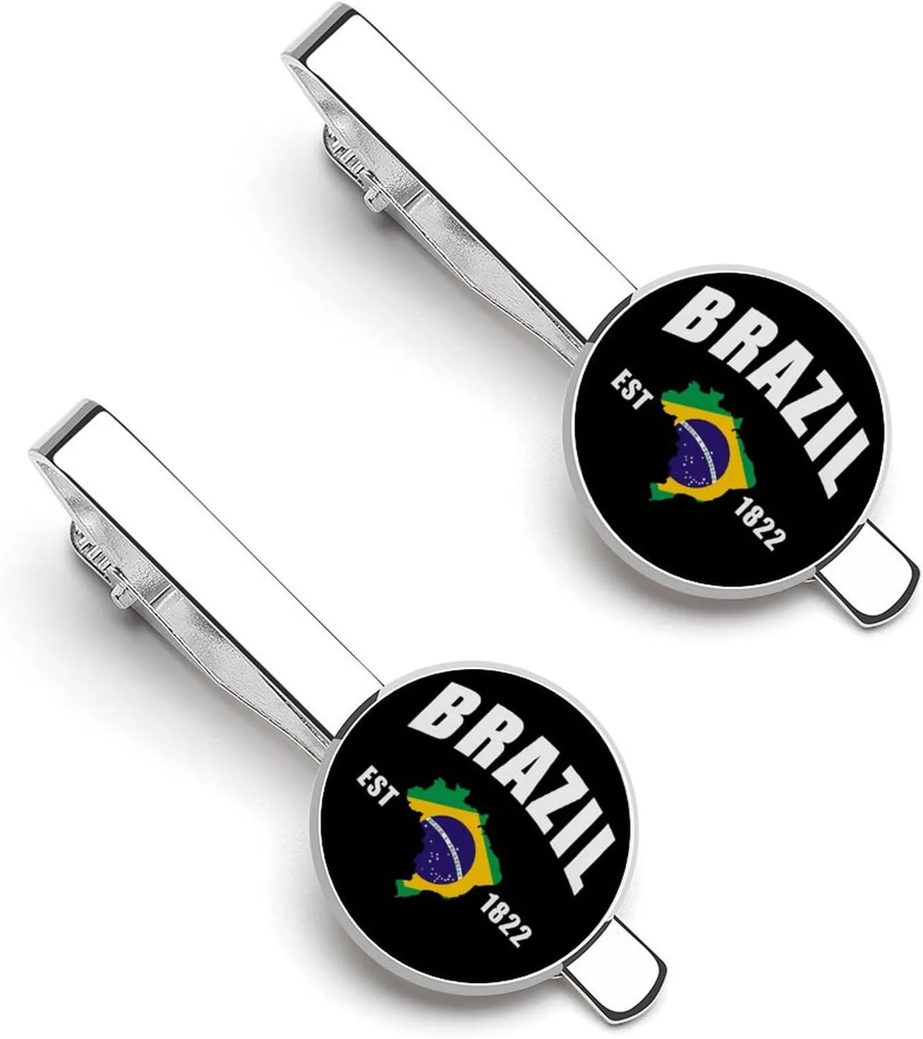 Brazil Flag Brasil 1 Pair Tie Clips Necktie Bar Pinch Clip for Wedding Business