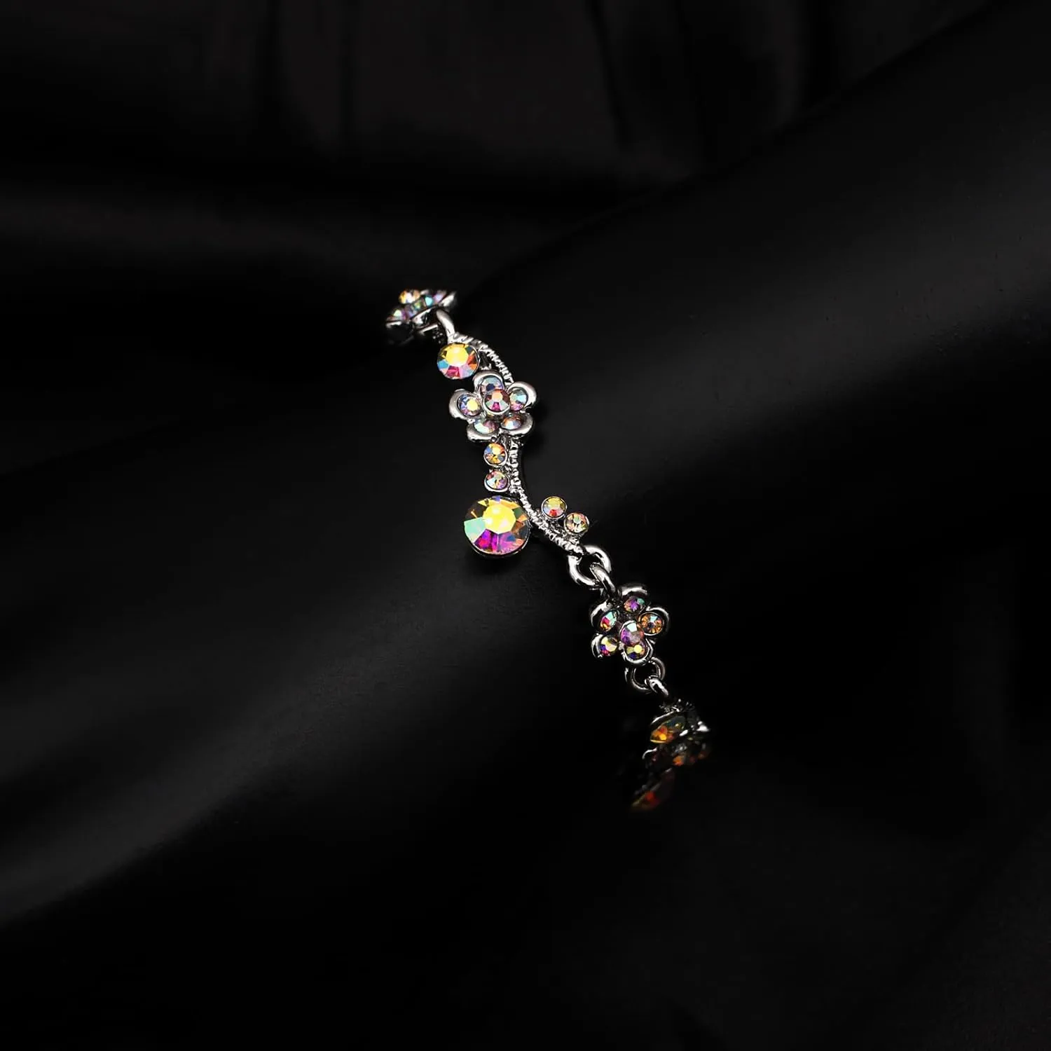 Bride Bridal Austrian Crystal Statement Necklace Dangle Earring Bracelet Wedding Party Jewelry Set for Women