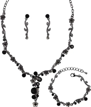 Bride Bridal Austrian Crystal Statement Necklace Dangle Earring Bracelet Wedding Party Jewelry Set for Women
