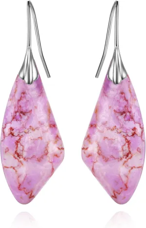 BriLove Dainty Elegant 925 Sterling Silver Natural Stone Unique Irregular Lightweight Dangle Drop Earrings Multiple Styles Jewelry for Birthday Party Gift