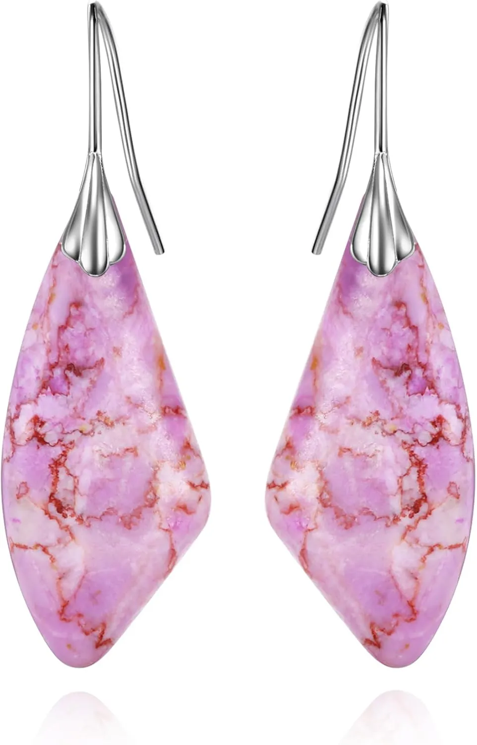 BriLove Dainty Elegant 925 Sterling Silver Natural Stone Unique Irregular Lightweight Dangle Drop Earrings Multiple Styles Jewelry for Birthday Party Gift