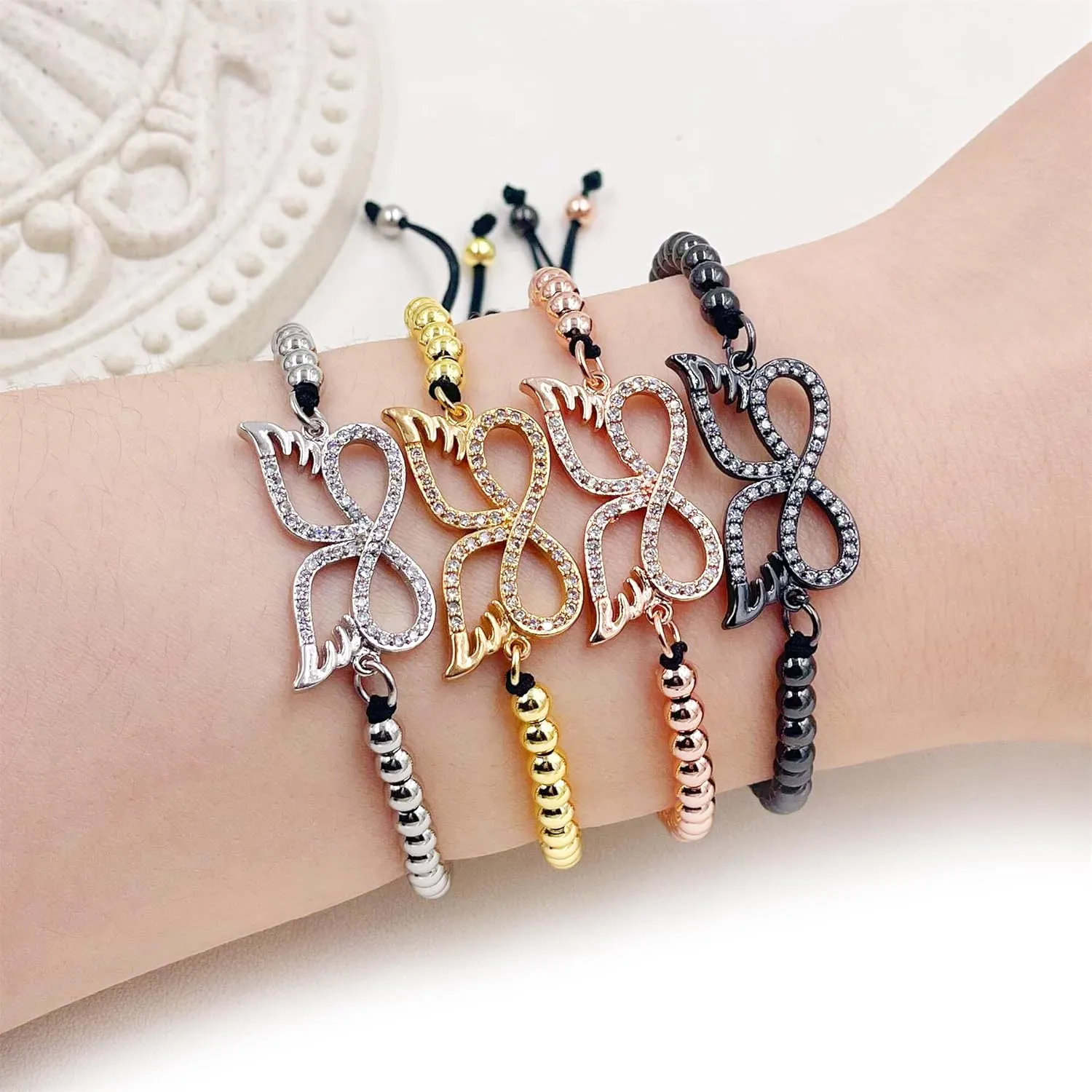 Butterfly Bracelet for Women, Cubic Zirconia Beaded Brass Stretch Bracelet - Elegant Butterfly Bracelet for Lover, Friend and Sister YA4873