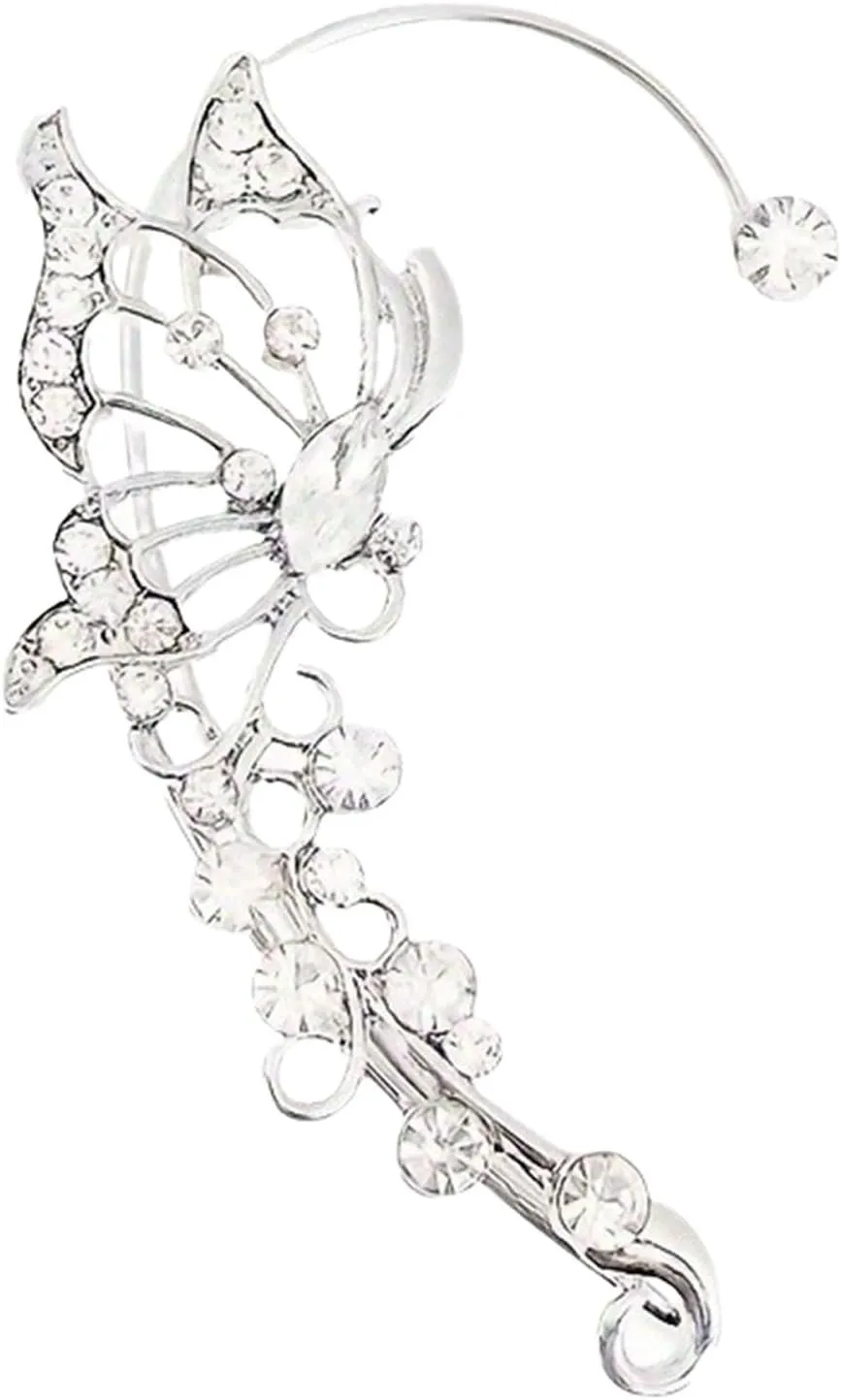 Butterfly Ear Cuffs Earrings Dainty Rhinestone Butterfly Ear Wrap No Piercing Eae Cuff Clip On Earrings for Women Gifts