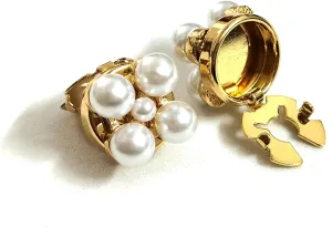 Button Covers for Women Cufflinks with Faux Pearl Elegant- Golden Silver Base Cufflinks for Tux Shirt, Woman Blouses