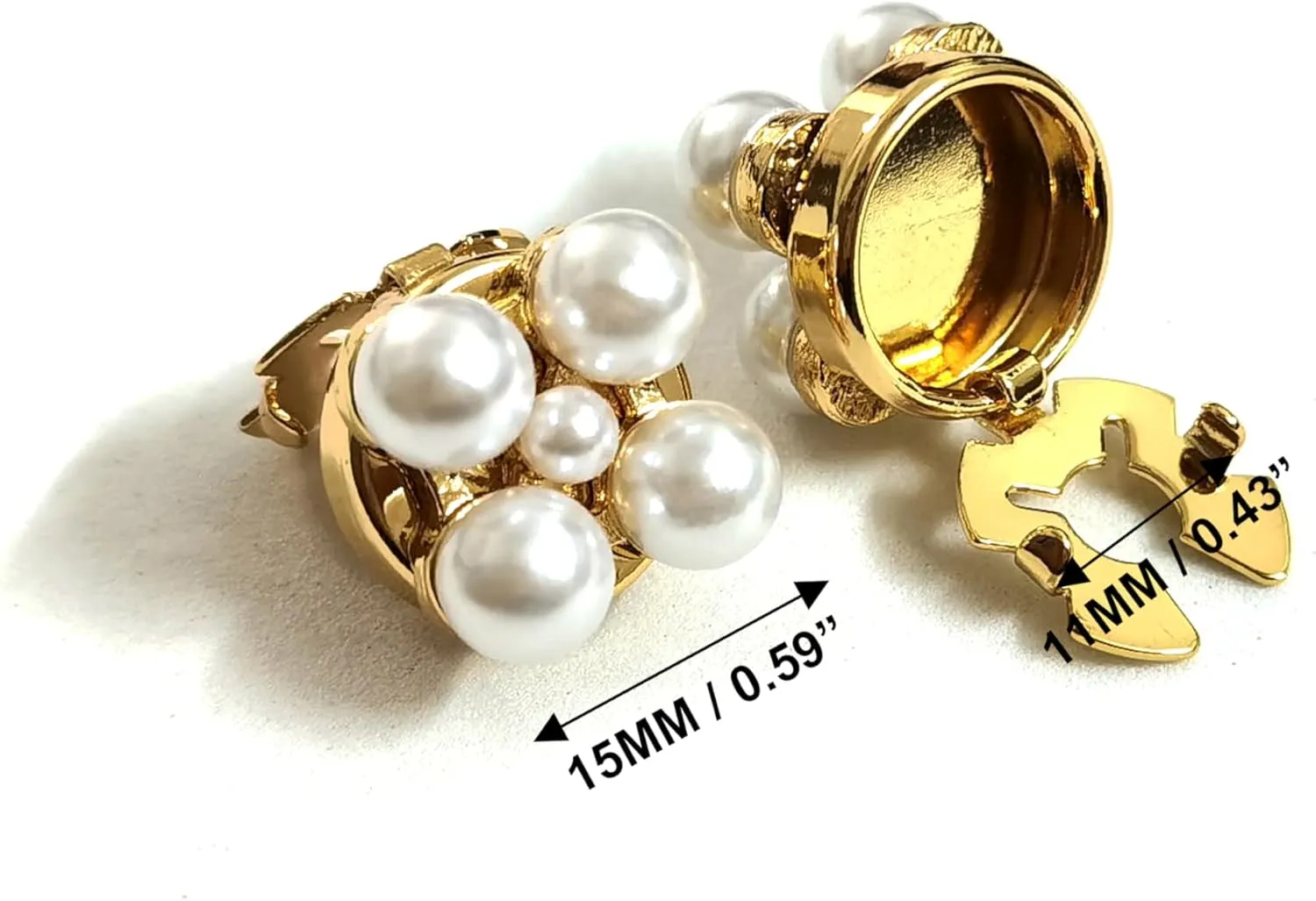 Button Covers for Women Cufflinks with Faux Pearl Elegant- Golden Silver Base Cufflinks for Tux Shirt, Woman Blouses