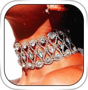 CanB Rhinestone Necklace Choker Black Crystal Collar Wedding Bridal Choker Sparkly Neck Jewerly Accessories for Women