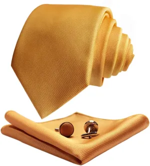CANGRON Men Long Tie Set 63" XL Necktie with Pocket Square Cufflinks Giftbox