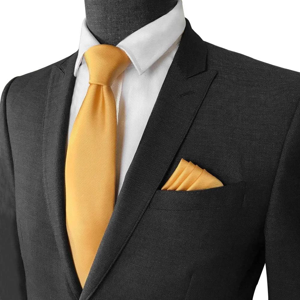 CANGRON Men Long Tie Set 63" XL Necktie with Pocket Square Cufflinks Giftbox