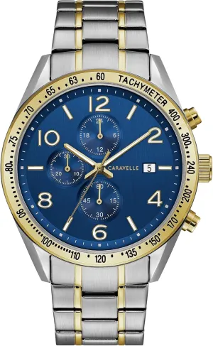 Caravelle by Bulova Sport Chronograph Mens Stainless Steel, Luminous, 44mm