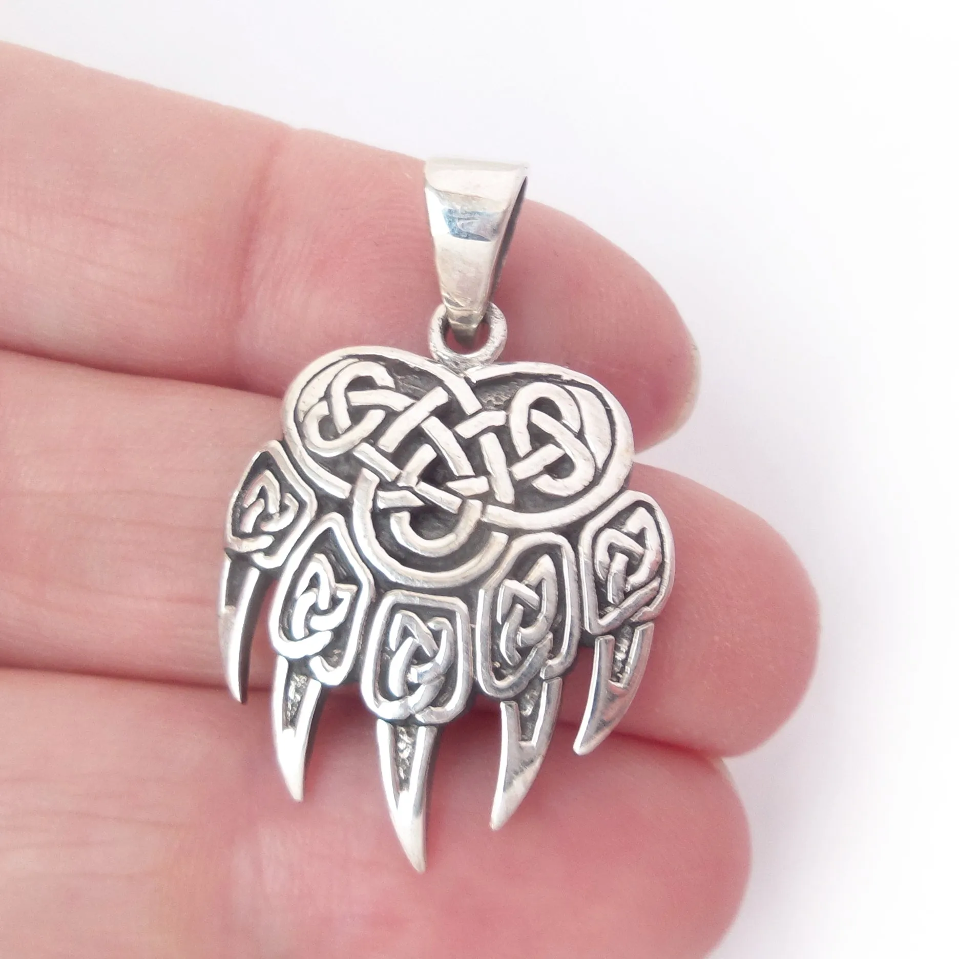 Celtic Bear Claw Viking Amulet .925 Sterling Silver Pendant