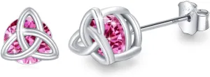 Celtic Sterling Silver Birthstone Stud Earrings - Celtic Knot Design, Gifts for Women