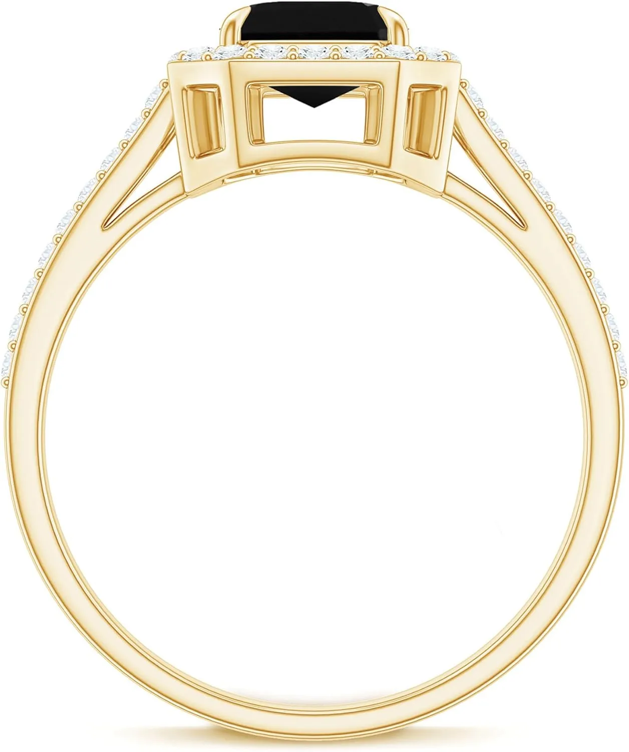 Certified Lab Grown Black Diamond 6X8mm Emerald Cut Engagement Ring, Aaaa Quality, Black and White Diamond Halo Ring
