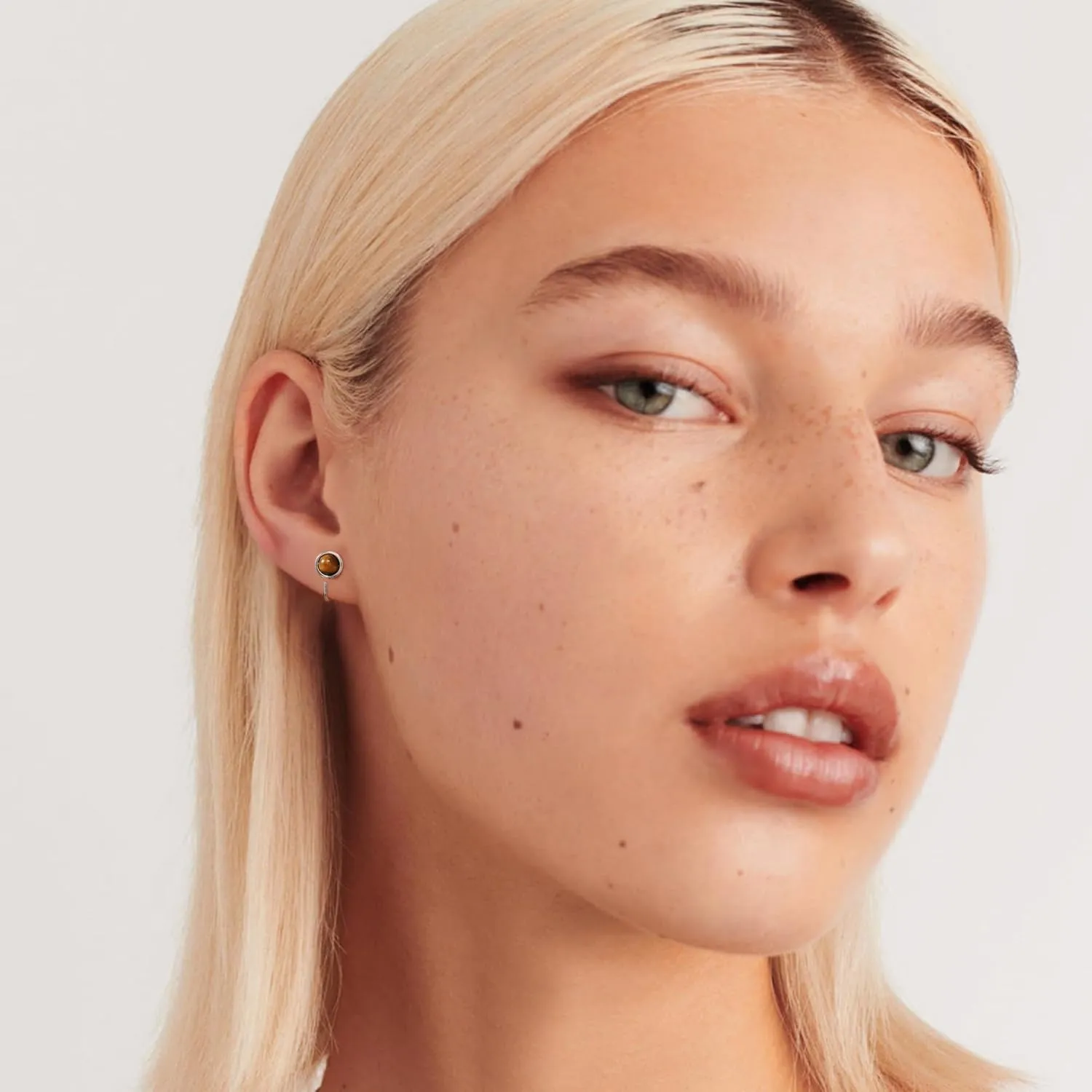 CHIC & ARTSY Dainty Hug Hoop Earrings 925 Sterling Silver Created Gemstone Huggie Hoops Earrings Synthetic Fire Opal/Turquoise/Moonstone/CZ Tiny Hoop Earrings for Women
