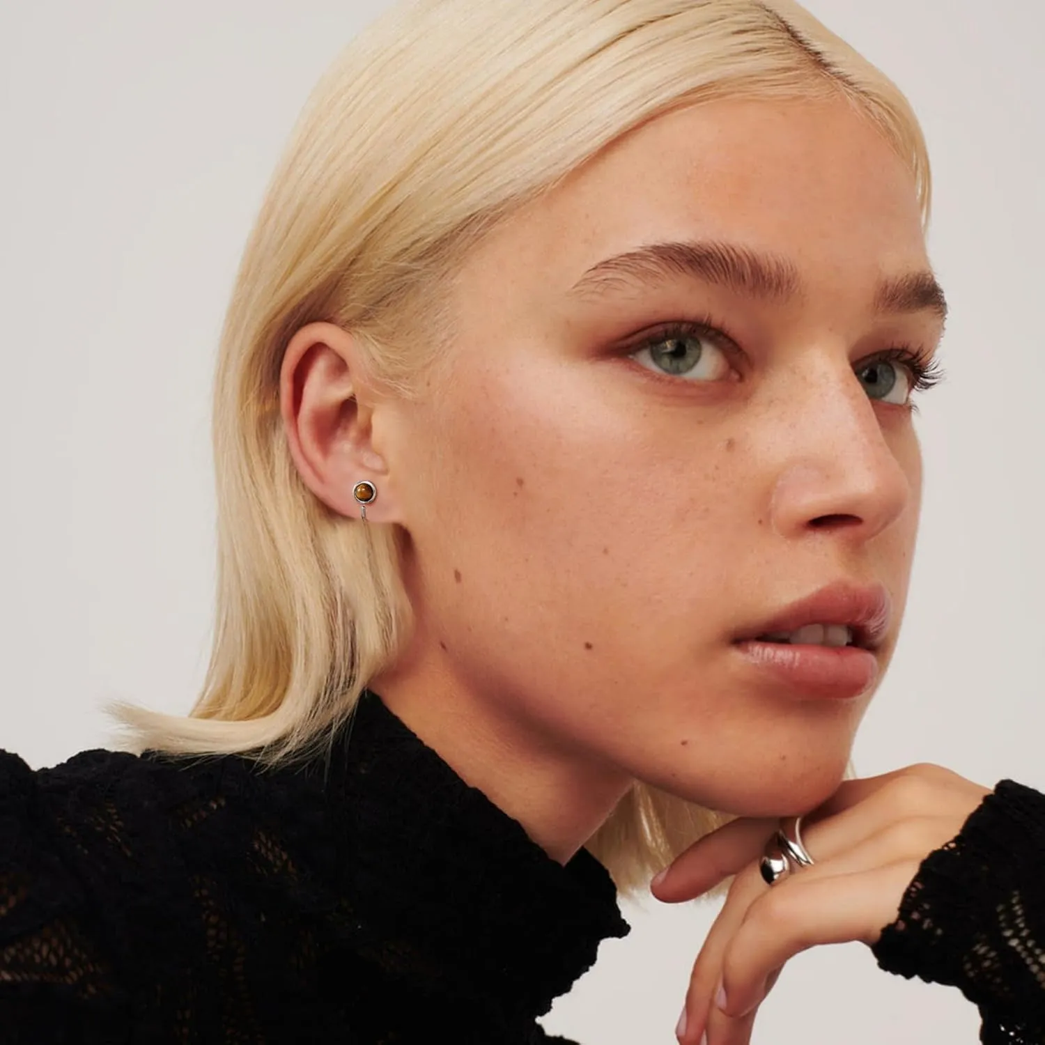 CHIC & ARTSY Dainty Hug Hoop Earrings 925 Sterling Silver Created Gemstone Huggie Hoops Earrings Synthetic Fire Opal/Turquoise/Moonstone/CZ Tiny Hoop Earrings for Women