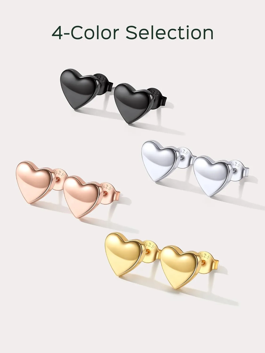 ChicSilver Heart Stud Earrings for Women 925 Sterling Silver Heart Earrings for Women Hypoallergenic Tiny Stud Earrings 5MM/10MM