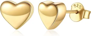 ChicSilver Hypoallergenic 925 Sterling Silver Stud Earrings, Dainty Simple Heart/Star/Moon/Lightning/Sun Earrings for Women (with Gift Box)