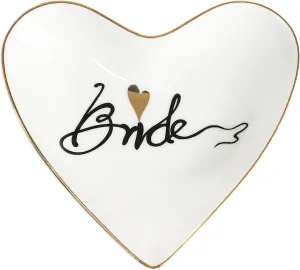 CHOOLD Ceramic Heart Shape Ring Dish Holder - Jewelry Tray, Trinket Holder, Home Decor for Wedding, Birthday, Valentine Day - Bride - 4 Inch