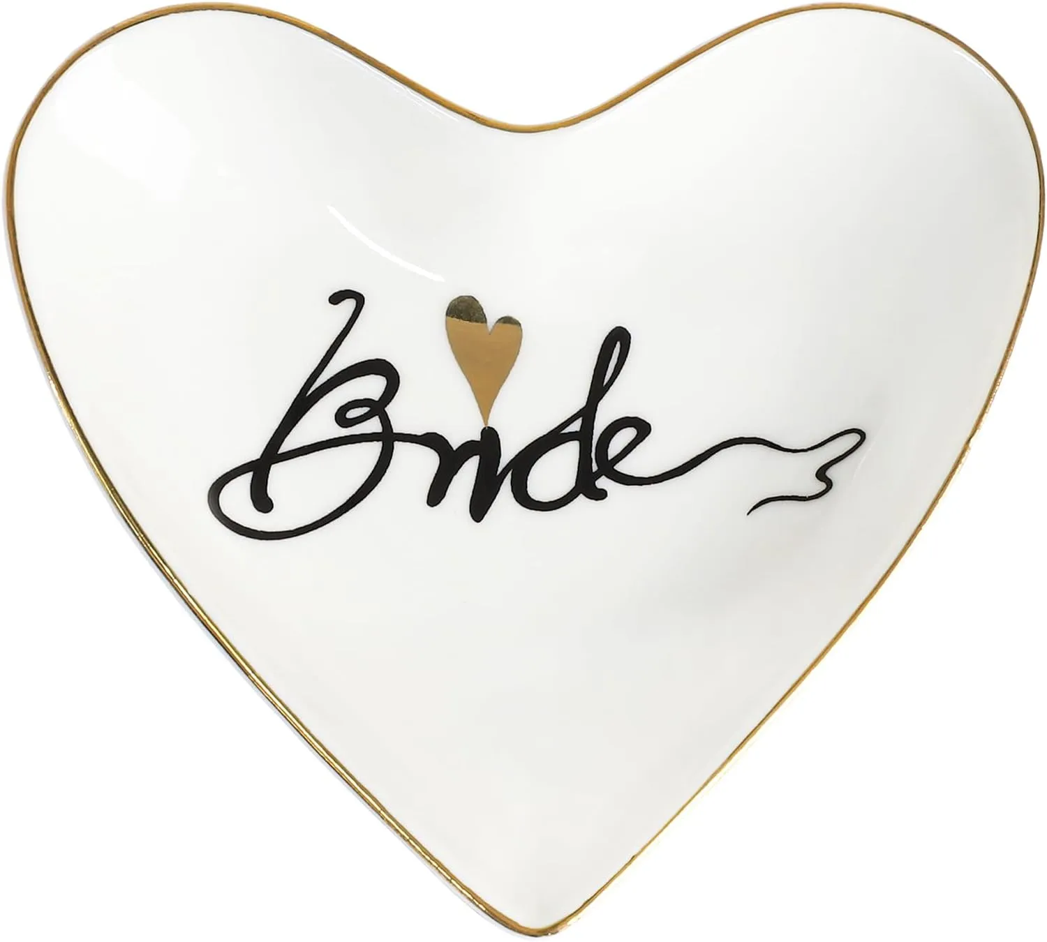 CHOOLD Ceramic Heart Shape Ring Dish Holder - Jewelry Tray, Trinket Holder, Home Decor for Wedding, Birthday, Valentine Day - Bride - 4 Inch