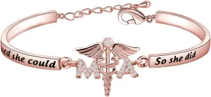 CHOORO MA Medical Assistant Gift MA Bracelet for Medical Assistant Appreciation She Believed She Could So She Did Zircon Bracelet