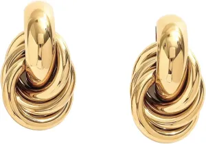 Chunky 18K Gold Stainless Steel Earrings for Women  Hypoallergenic Gold Plated Jewelry Trendy Statement Hoops Waterproof Non Tarnish Fashion Accessory Gift for Womens Wife Friend Sister