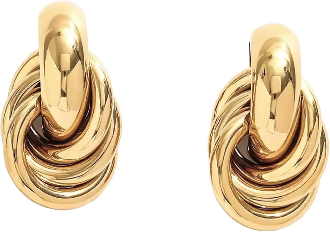 Chunky 18K Gold Stainless Steel Earrings for Women  Hypoallergenic Gold Plated Jewelry Trendy Statement Hoops Waterproof Non Tarnish Fashion Accessory Gift for Womens Wife Friend Sister