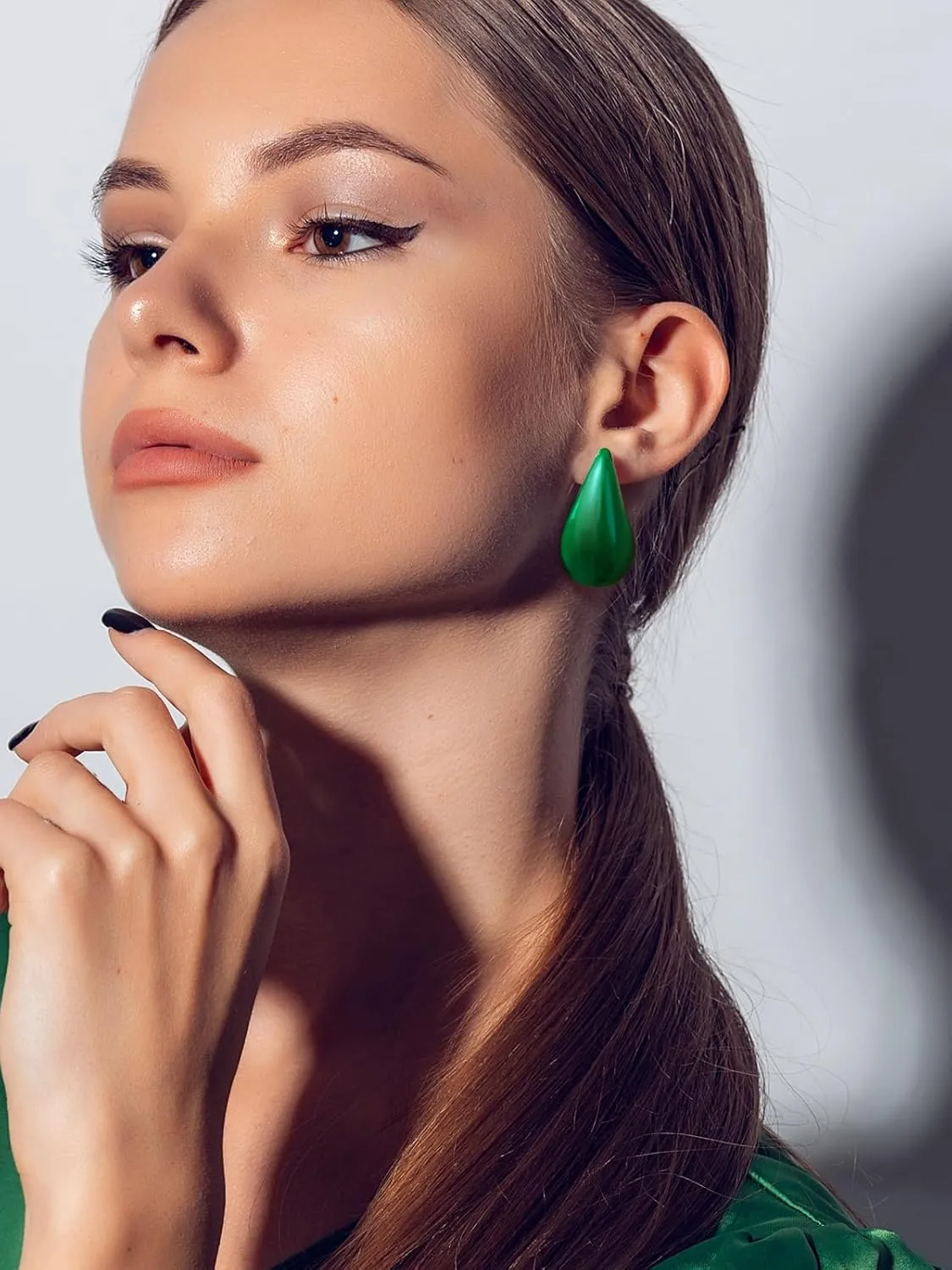 Chunky Earrings 18K Gold Plated Stainless Steel Thick Hoop Earrings Teardop Earrings Dupes for Women