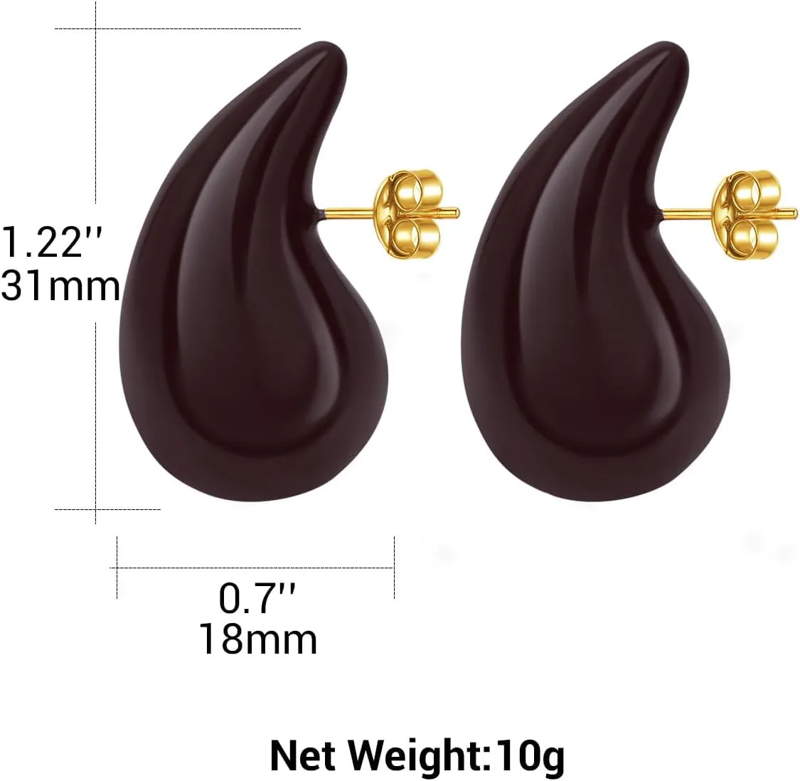 Chunky Earrings 18K Gold Plated Stainless Steel Thick Hoop Earrings Teardop Earrings Dupes for Women