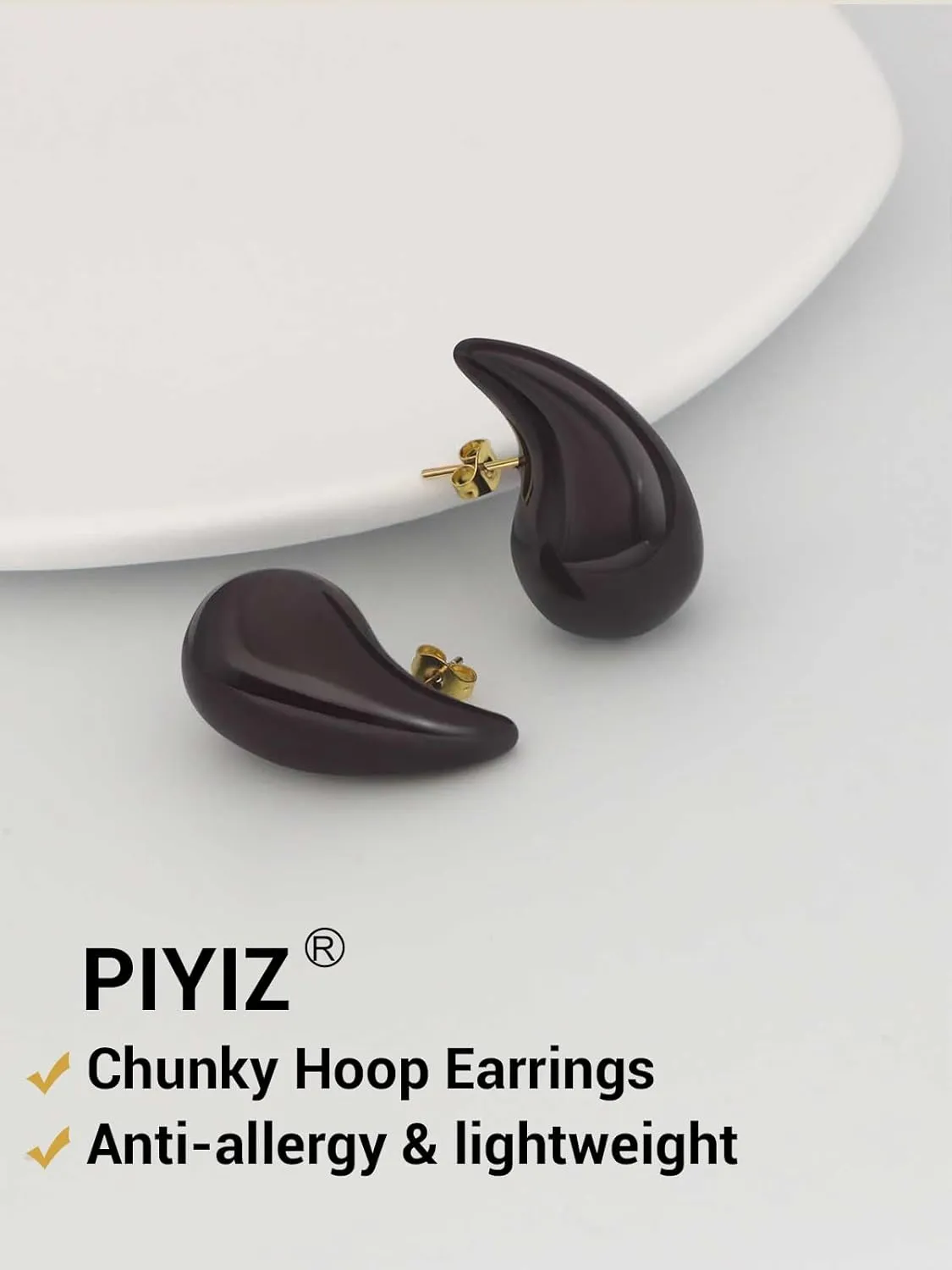 Chunky Earrings 18K Gold Plated Stainless Steel Thick Hoop Earrings Teardop Earrings Dupes for Women
