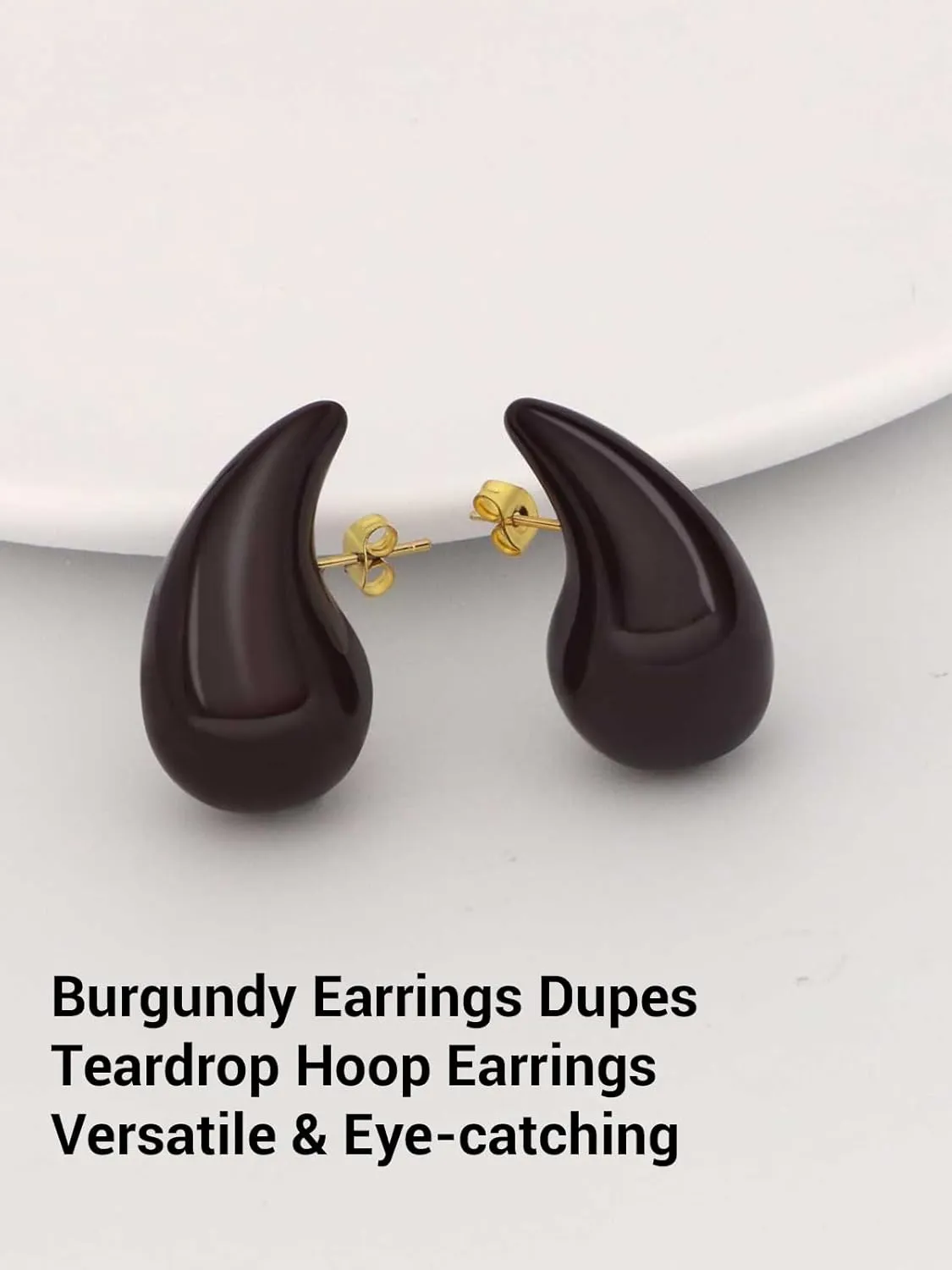 Chunky Earrings 18K Gold Plated Stainless Steel Thick Hoop Earrings Teardop Earrings Dupes for Women