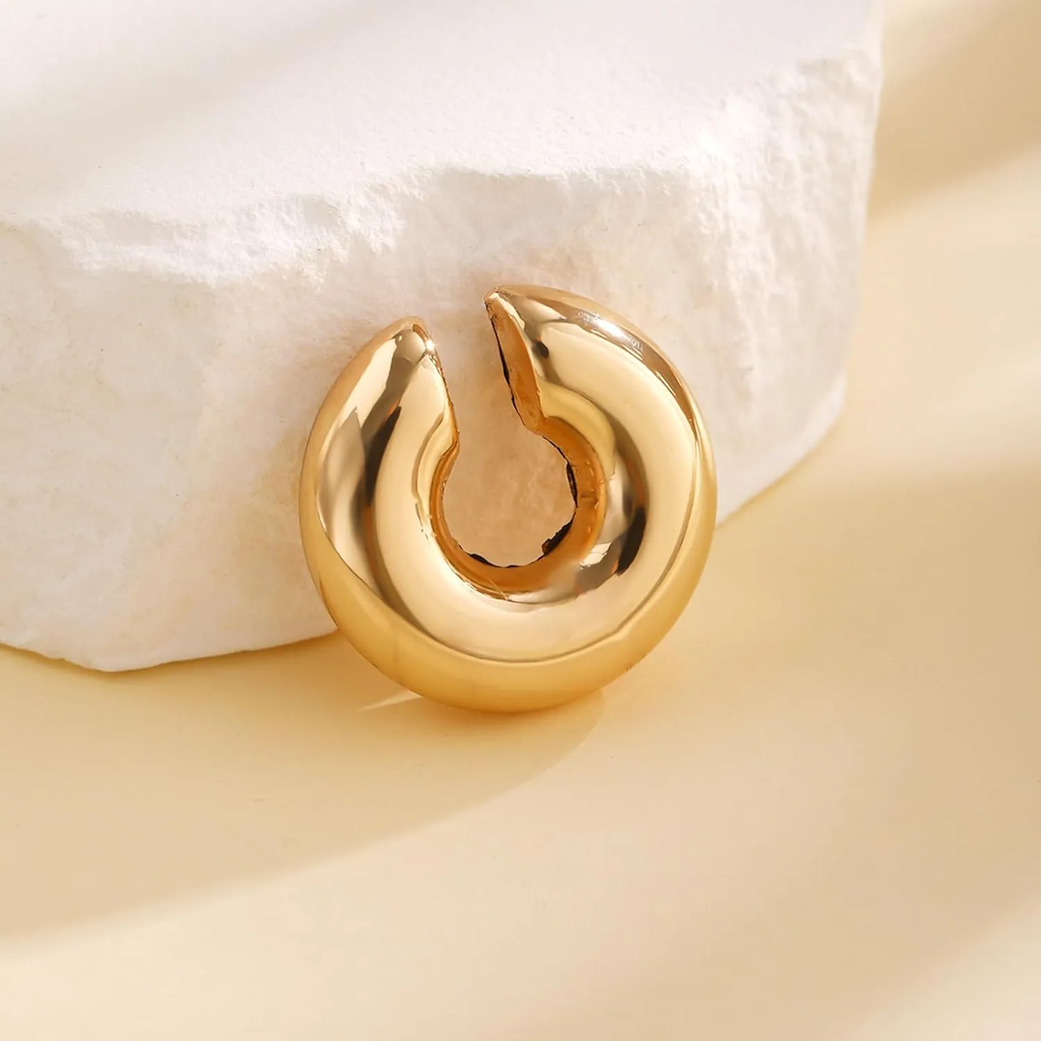 Chunky Gold Ear Cuff Earrings for Women Non Piercing,Colorful Cuff Clip On Cartilage Hoop Earring Hollow Lightweight Earrings Cartilage Cuff Earrings Statement Jewelry