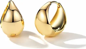 Chunky Gold Hoop Earrings 18K Gold Plated Hoop Earrings Chunky Huggie Earrings for Women, Minimalist Jewelry Gift