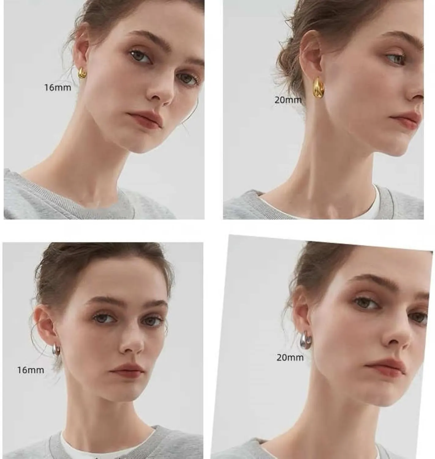 Chunky Gold Hoop Earrings 18K Gold Plated Hoop Earrings Chunky Huggie Earrings for Women, Minimalist Jewelry Gift
