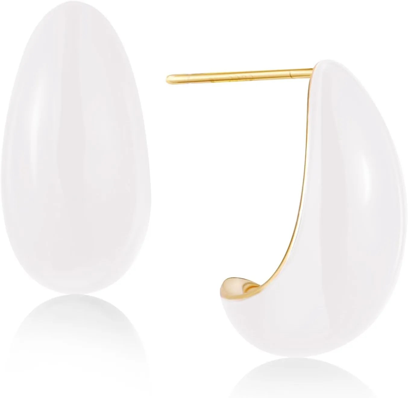 Chunky Gold Hoop Earrings, 18K Gold Plated Waterdrop Earrings Lightweight Hollow 0pen Hoops Jewelry for Women Gifts