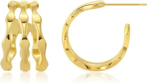 Chunky Gold Hoop Earrings for Women, Trendy 14K Gold Plated Hoops Earrings Statement Lightweight Hypoallergenic Jewelry for Women