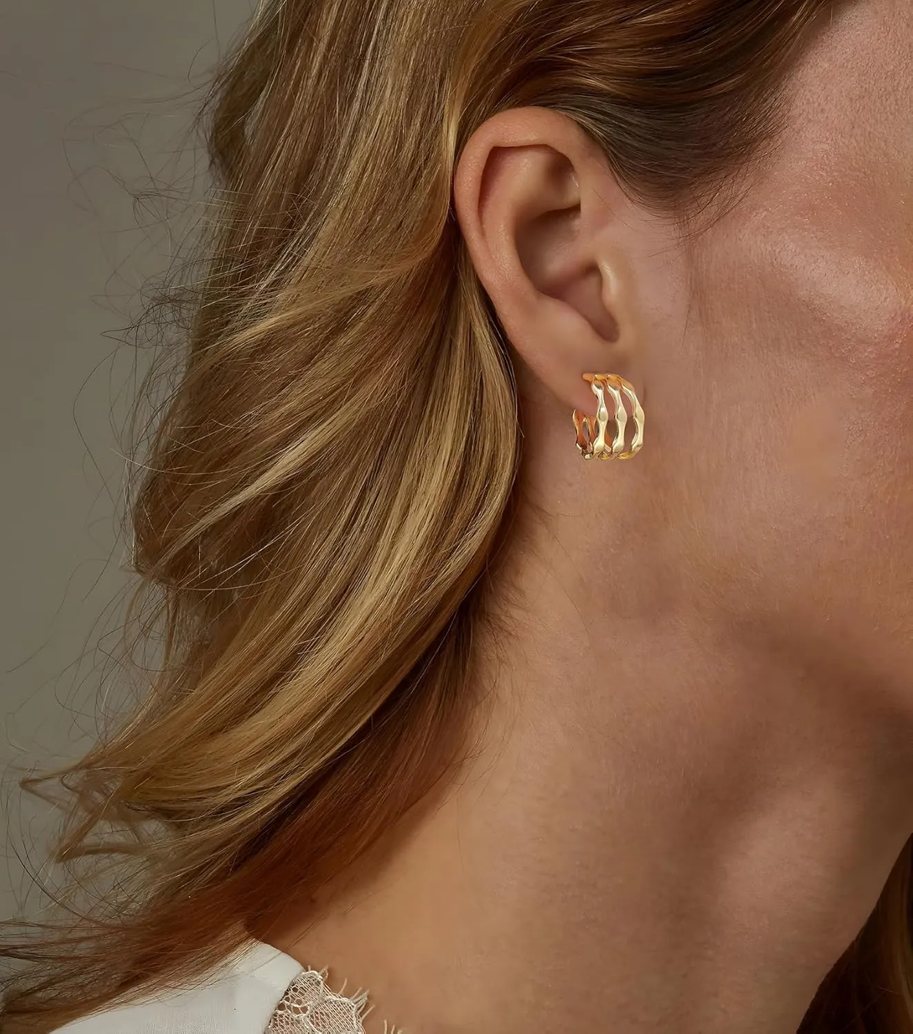 Chunky Gold Hoop Earrings for Women, Trendy 14K Gold Plated Hoops Earrings Statement Lightweight Hypoallergenic Jewelry for Women