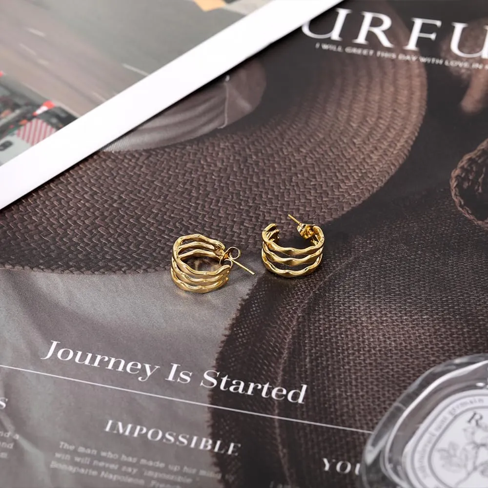 Chunky Gold Hoop Earrings for Women, Trendy 14K Gold Plated Hoops Earrings Statement Lightweight Hypoallergenic Jewelry for Women