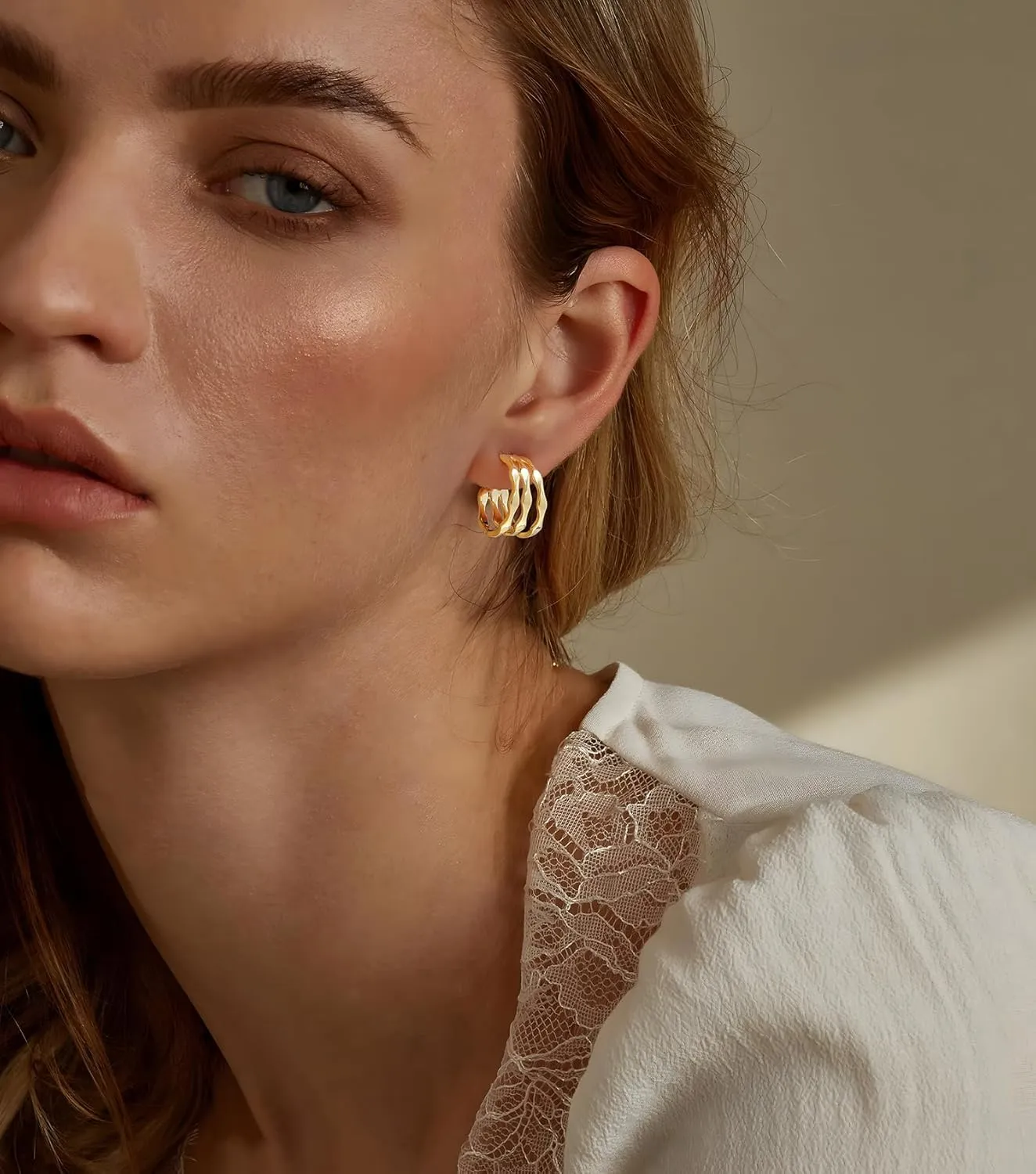 Chunky Gold Hoop Earrings for Women, Trendy 14K Gold Plated Hoops Earrings Statement Lightweight Hypoallergenic Jewelry for Women