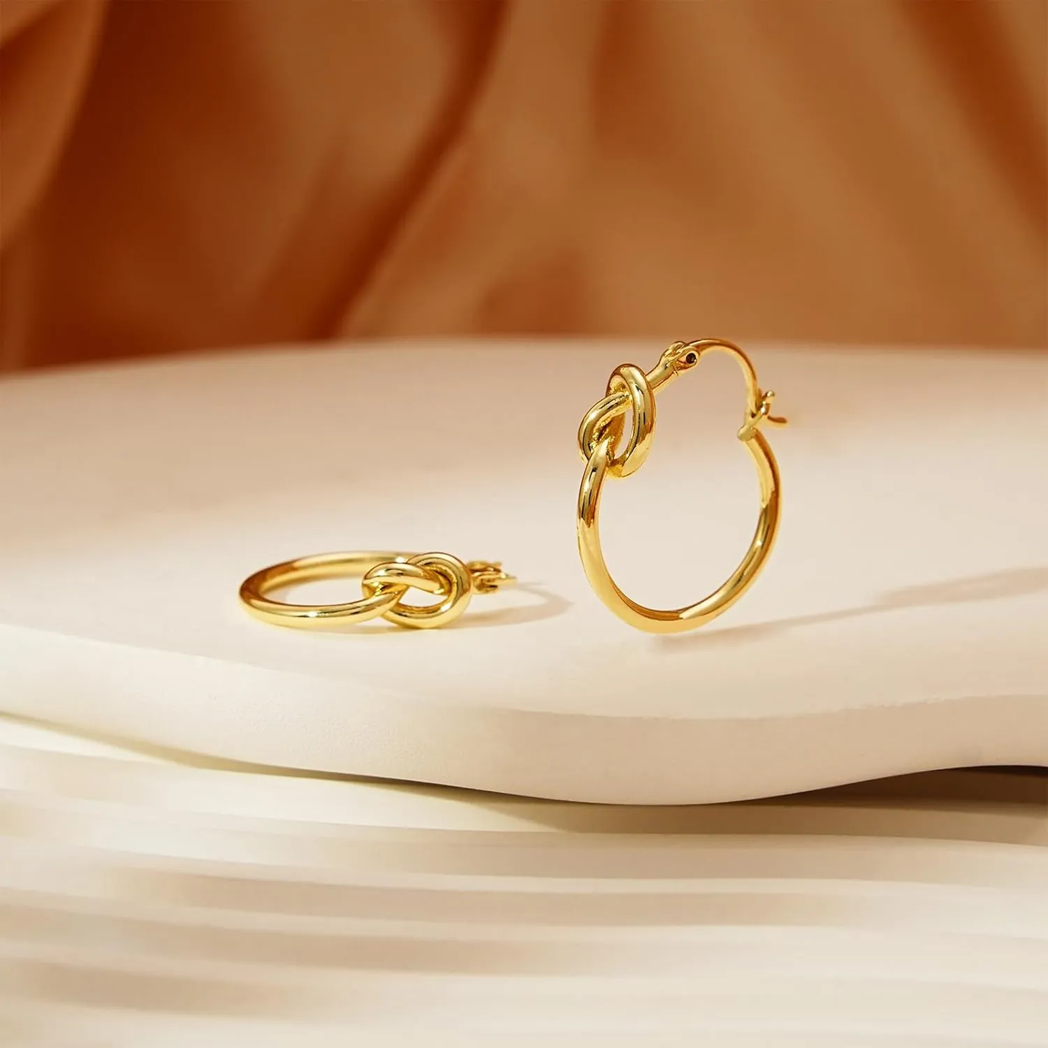 Chunky Gold Silver Earrings for Women Knot Knocker Paperclip Link 14K Plated Dangle Drop Studs Simple Dainty Earring Everyday Wear Hypoallergenic Lightweight Statement Jewelry Trendy Cute Gifts